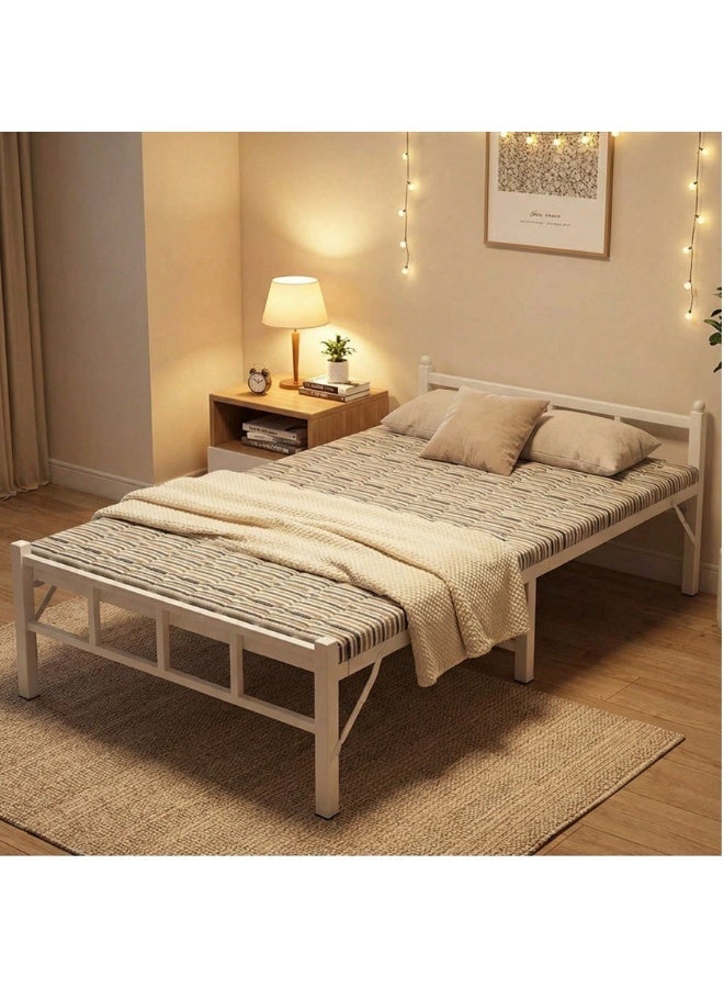 ZUIHAO Folding Bed with Mattress Portable Foldable Bed for Spare Bedroom Office Outdoor No Assembly Required Bed 188 * 90 * 63cm White Metal - Image 1